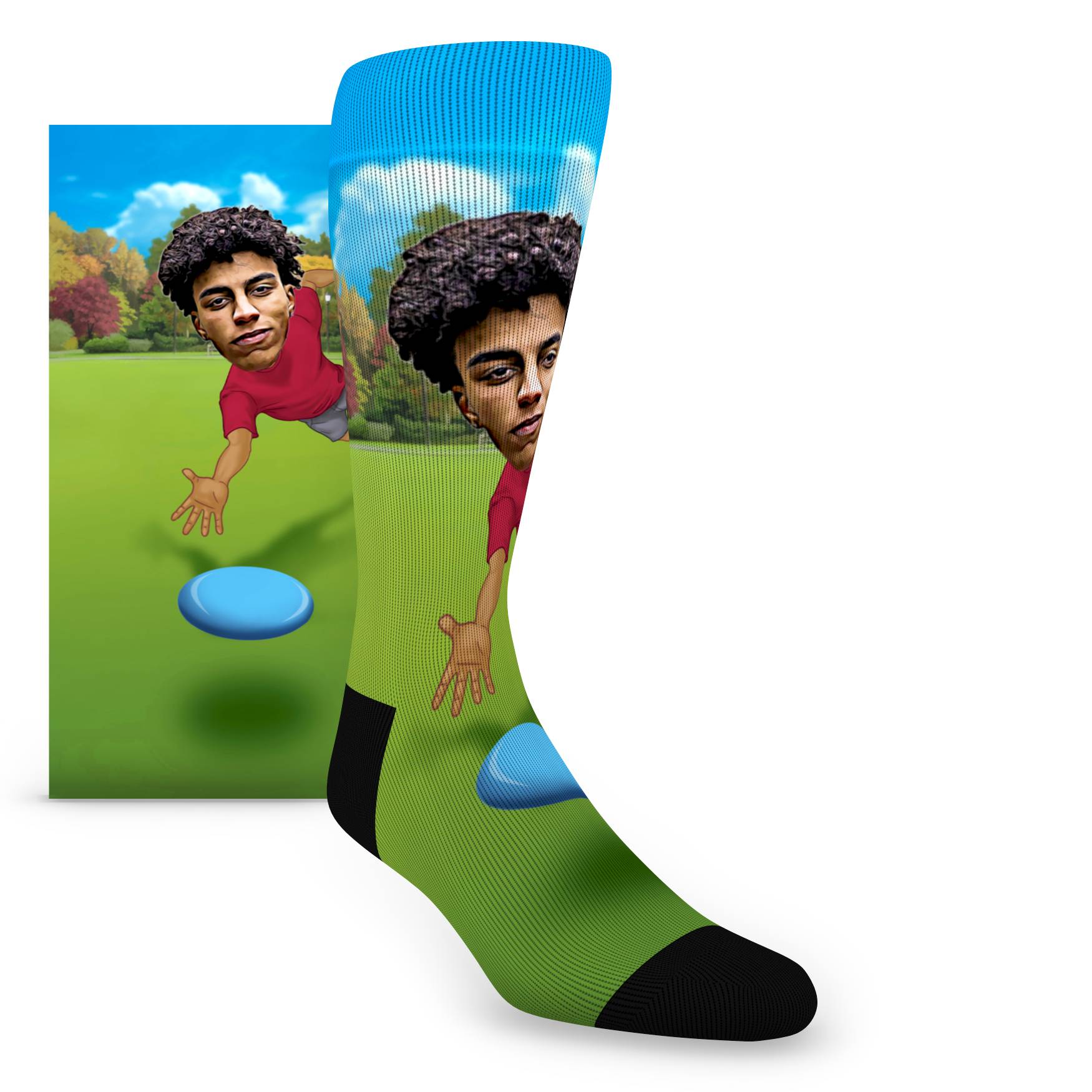 Custom Face Ultimate Frisbee Caricature – Men’s Custom Socks