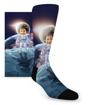 Custom Face Astronaut in Space Caricature – Men’s Custom Socks