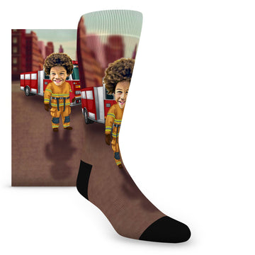 Custom Face Firefighter Caricature – Men’s Custom Socks