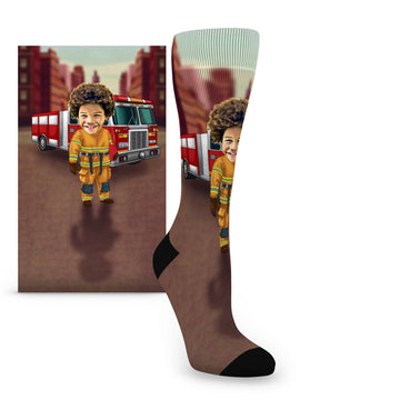 Custom Face Firefighter Caricature – Women’s Custom Socks