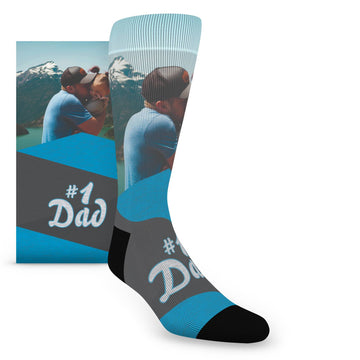 #1 Dad Custom Photo Socks - Men's Photo Custom Socks