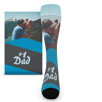 #1 Dad Custom Photo Socks - Men's Photo Custom Socks