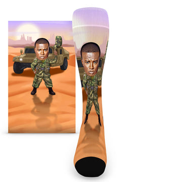 Army Soldier Caricature Custom Face Men's Socks