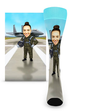 Air Force Airman Caricature Custom Face Women's Socks