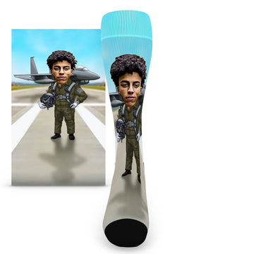 Air Force Airman Caricature Custom Face Men's Socks
