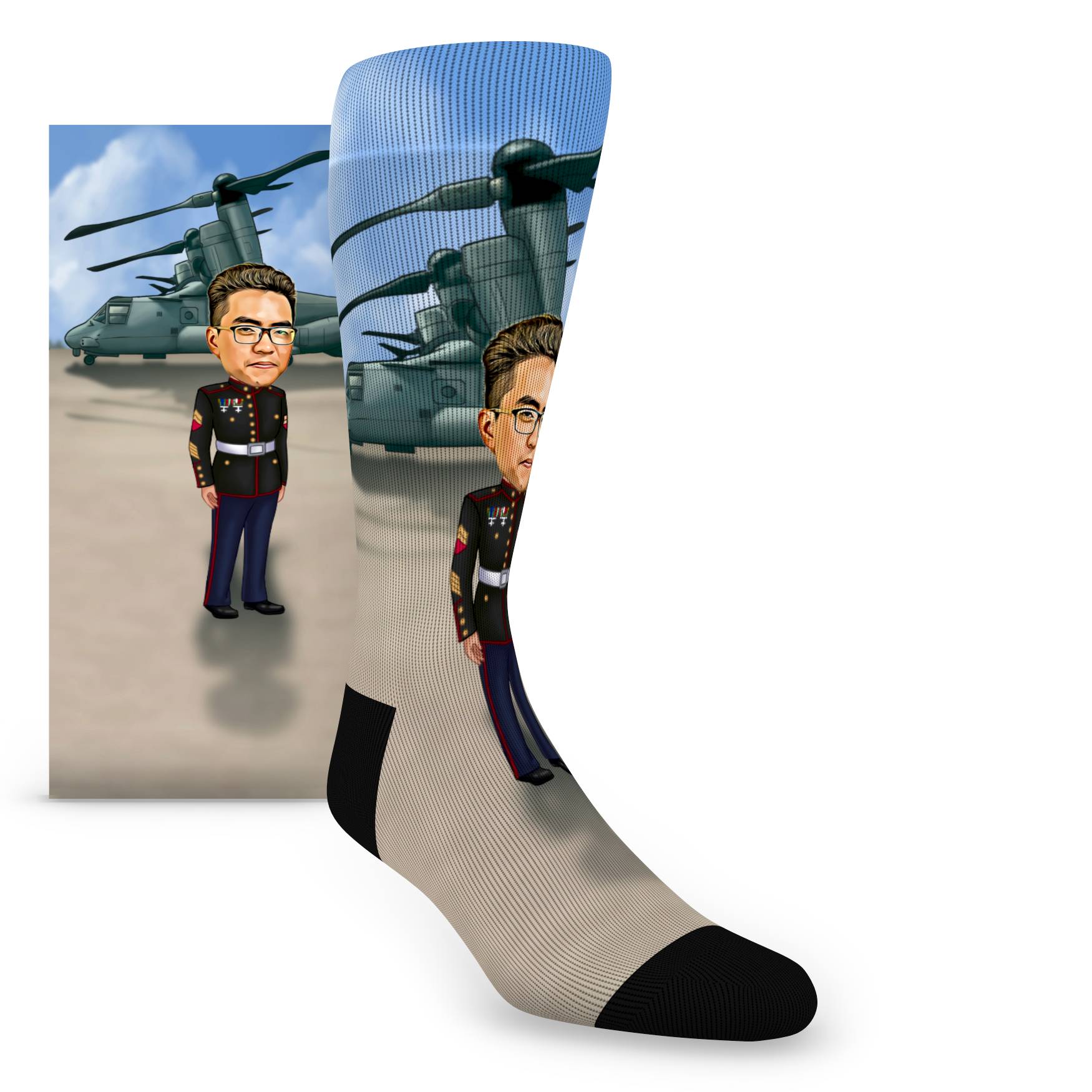 Marine Caricature Custom Face Men's Socks