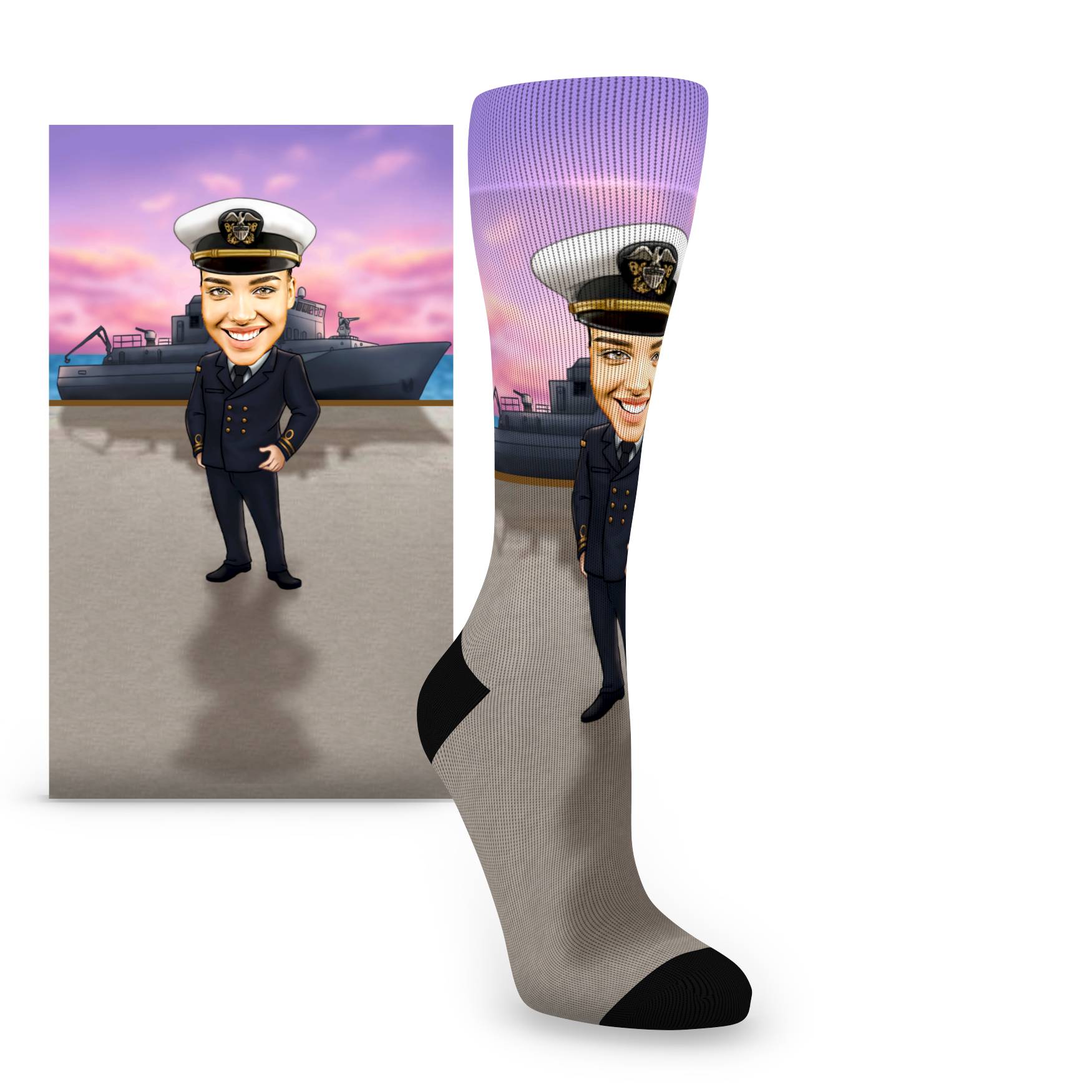 Navy Seaman Caricature Custom Face Women's Socks