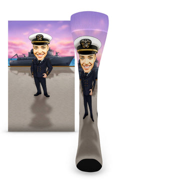 Navy Seaman Caricature Custom Face Women's Socks