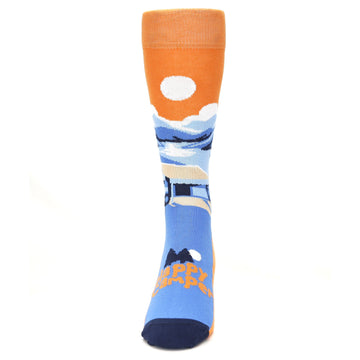 Blue Orange Happy Camper Men's Dress Socks