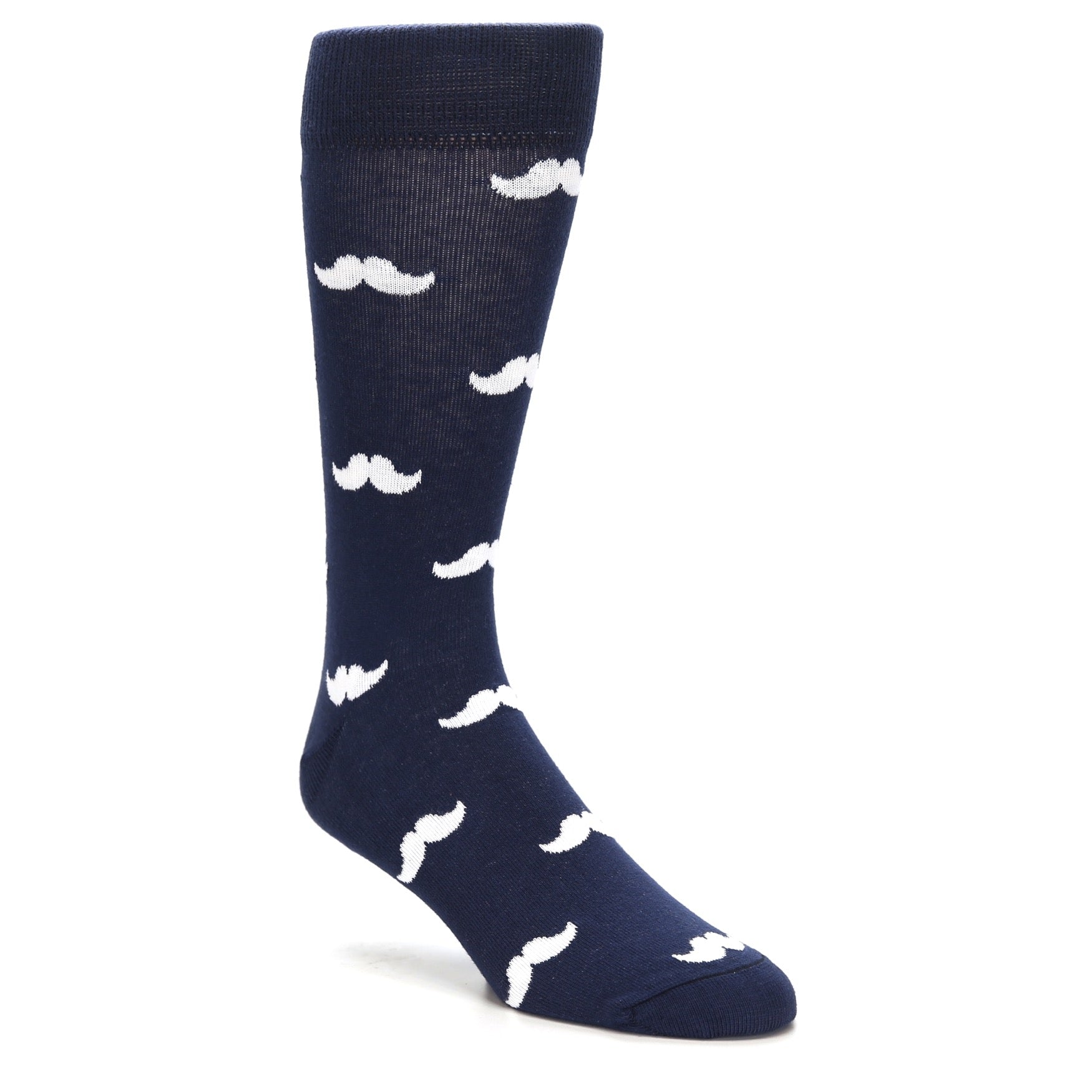 Navy Mustache Pattern - USA Made- Men's Dress Socks
