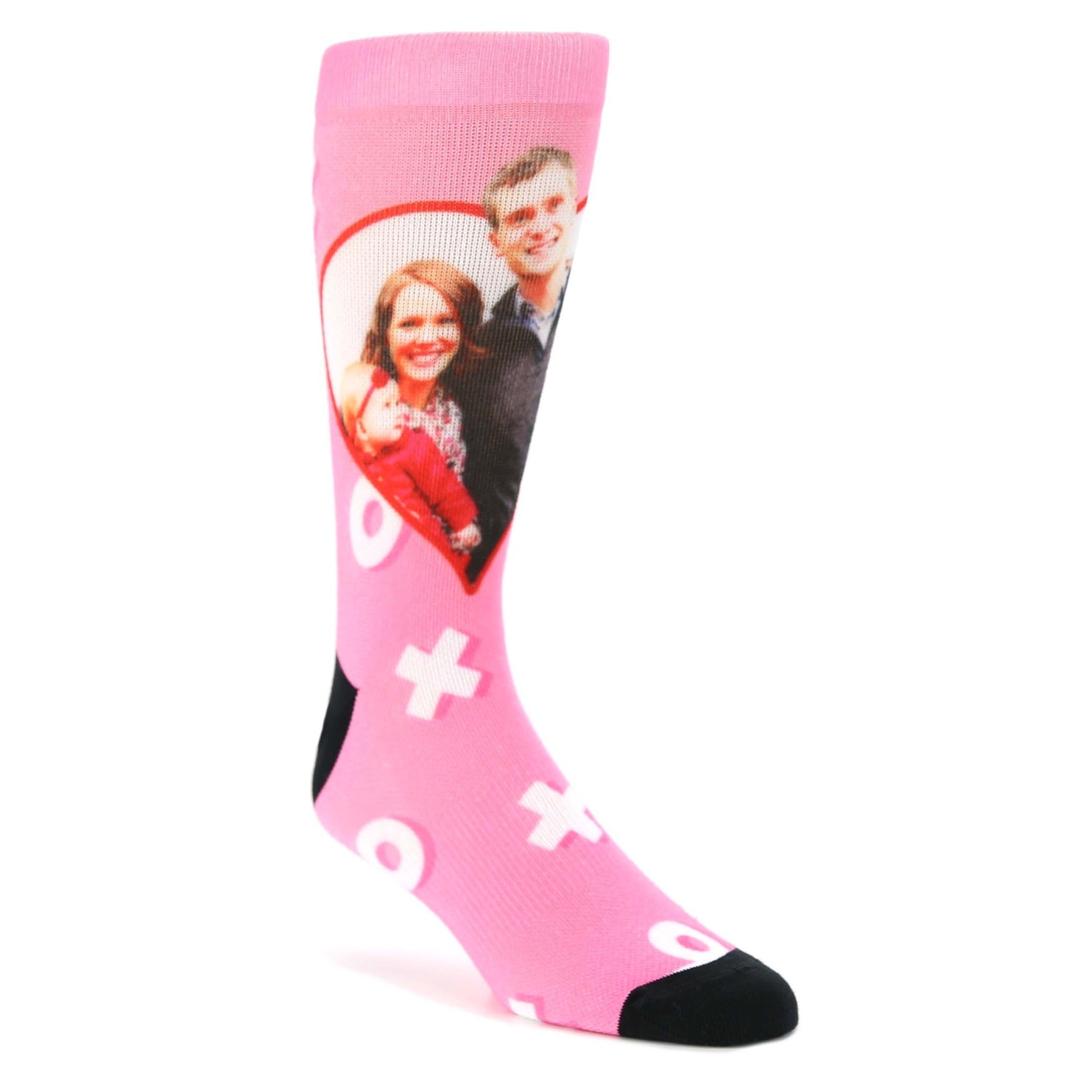 Pink XO Heart Valentine's Day Custom Face Socks - Men's Custom Socks