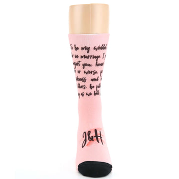 Blossom Pink Sweet Sentiment Custom Note Socks With Initials - Script - Men's Custom Socks