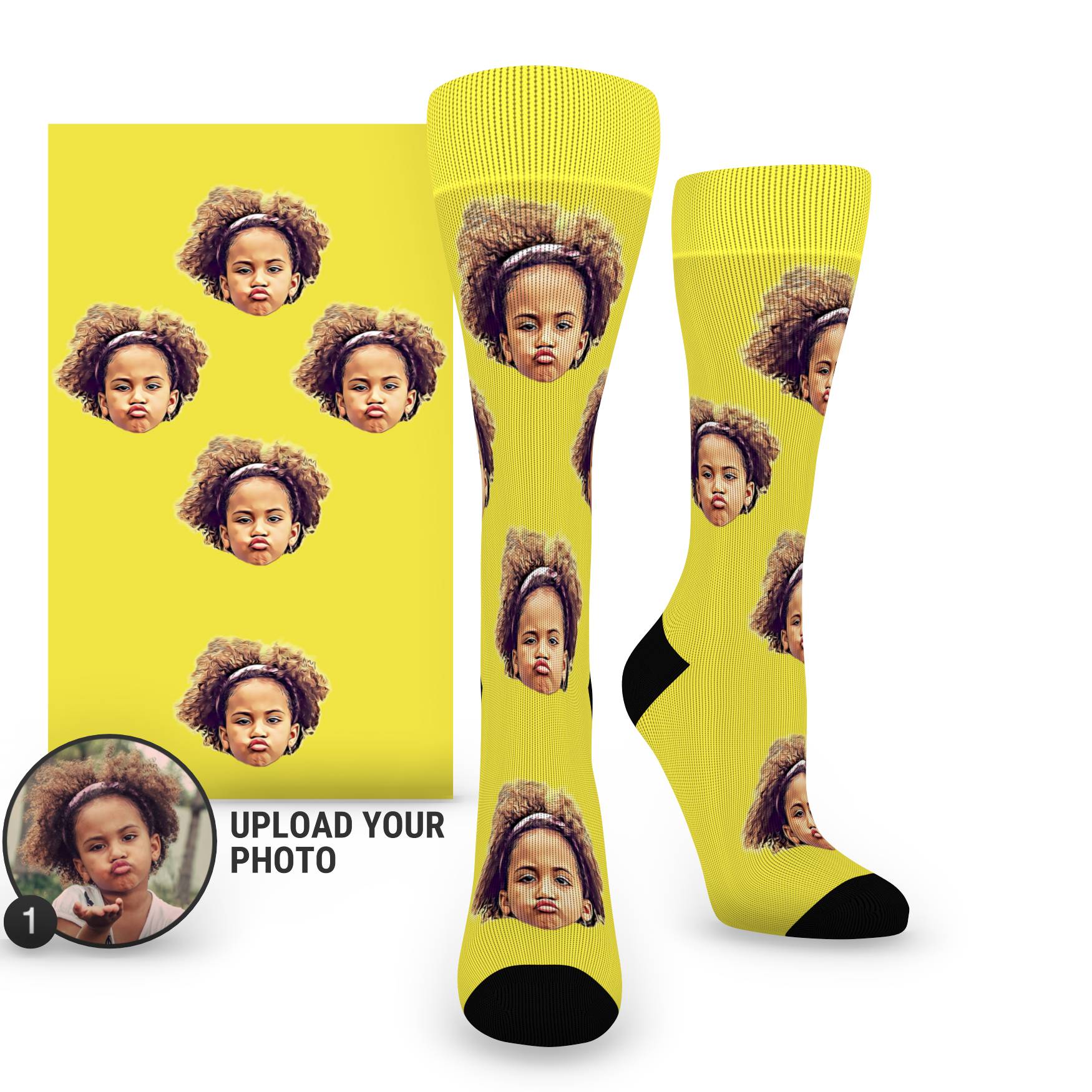Solid Custom Face Socks - Women's Custom Socks - (multiple colors)