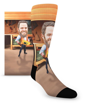 Handyman Custom Face Socks - Men's Custom Socks