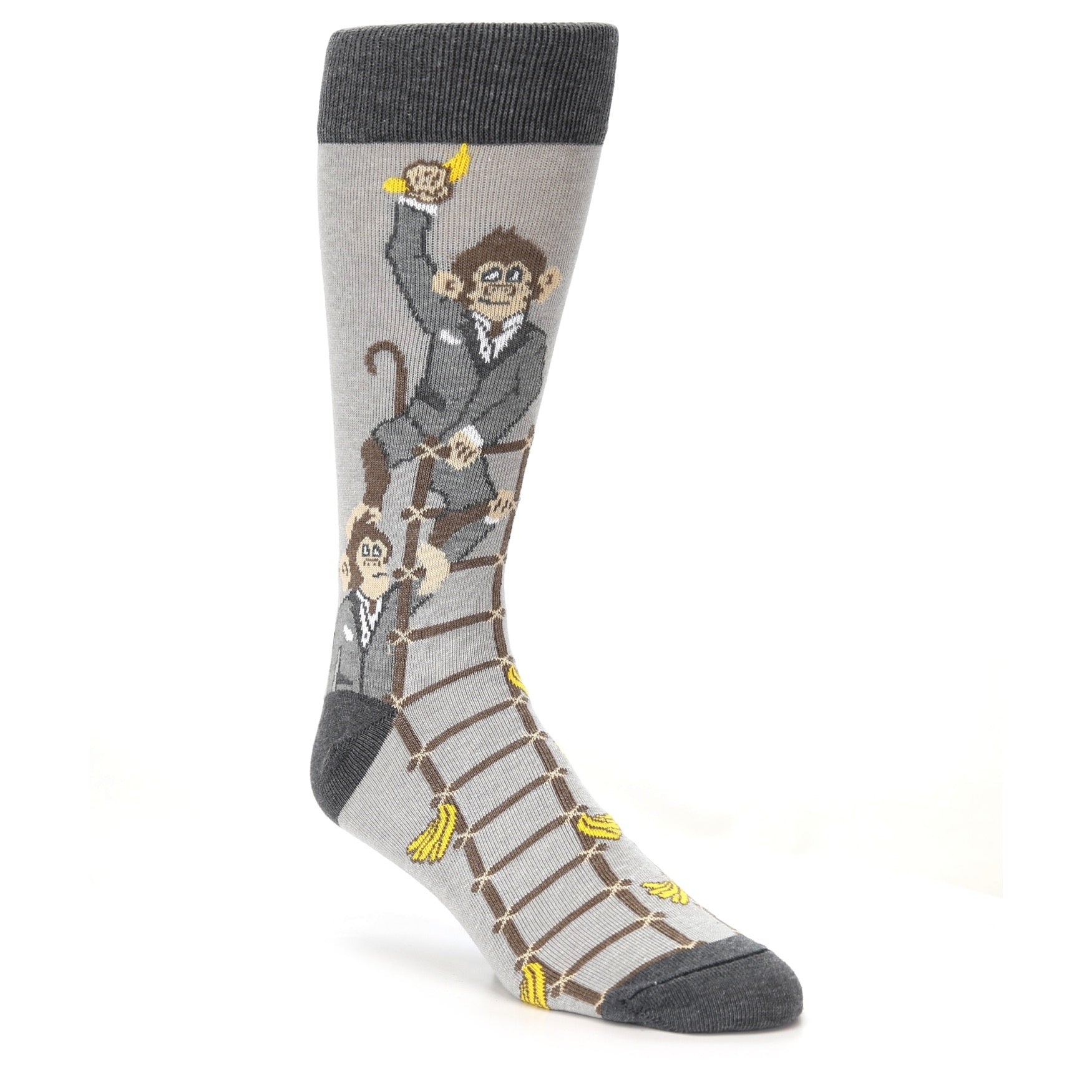 Gray Monkey Business Socks - Men's Novelty Dress Socks