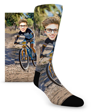 Mountain Biking Custom Face Socks - Men's Custom Socks