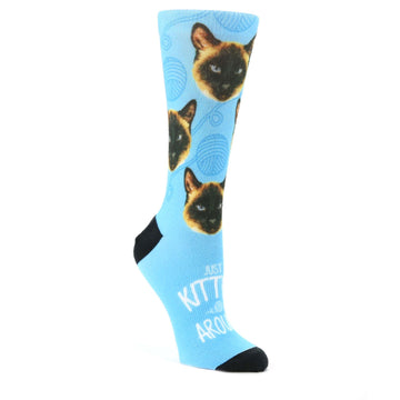 Kitten Around Cat Custom Pet Face Socks - Women's Custom Socks - (multiple colors)
