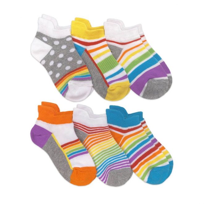 Rainbow Low Cut Socks - Tab Ankle Socks for Kids 6 Pack
