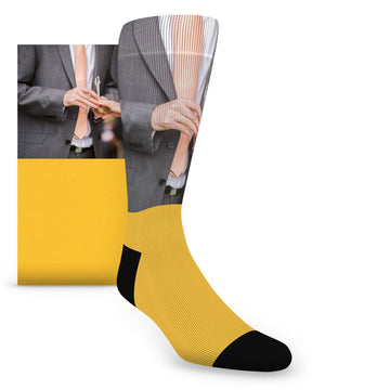 Custom Photo Socks - Burlap Pattern Men's Photo Custom Socks