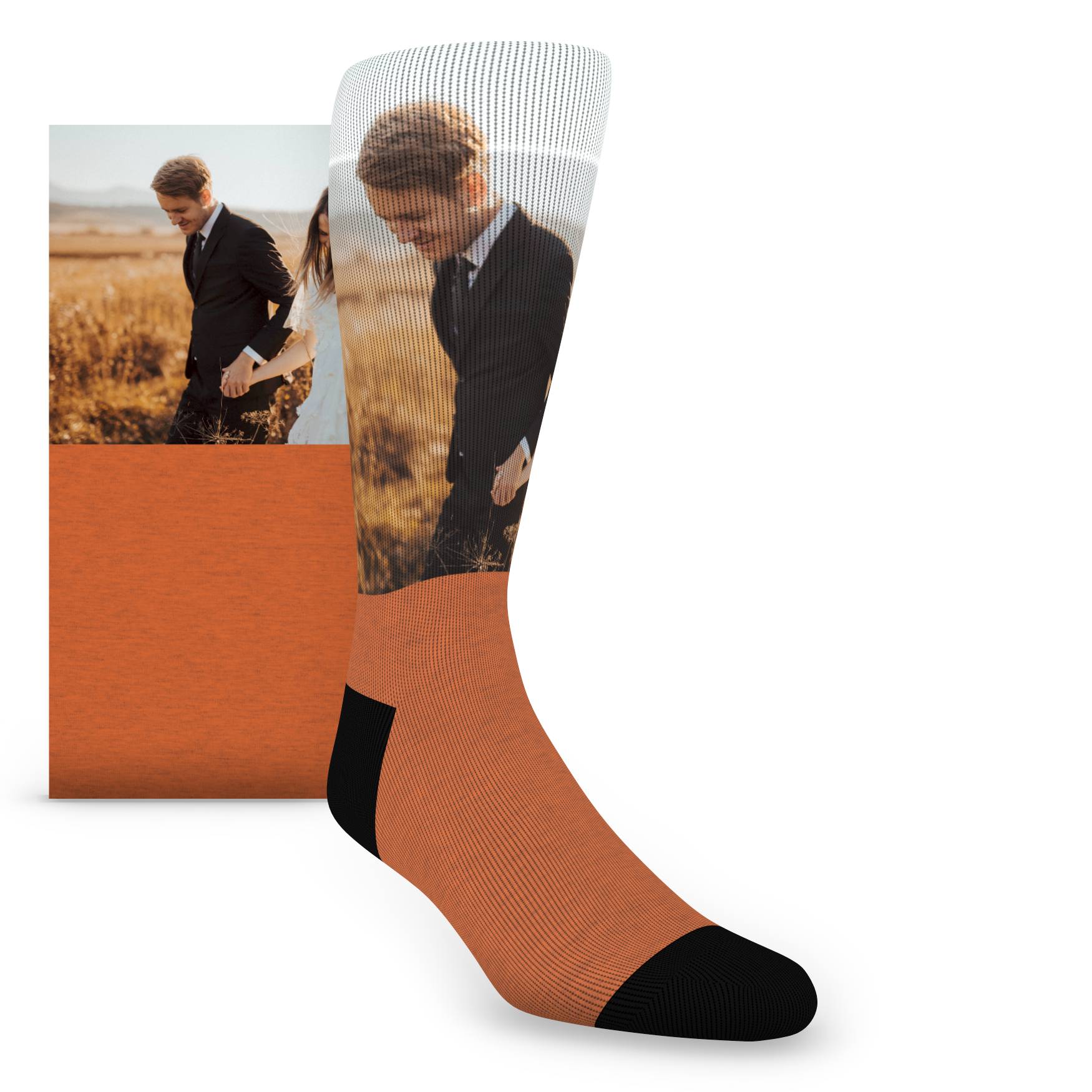 Custom Photo Socks - Heathered Pattern Men's Photo Custom Socks