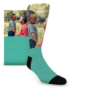 Custom Photo Socks - Wavy Pattern Men's Photo Custom Socks
